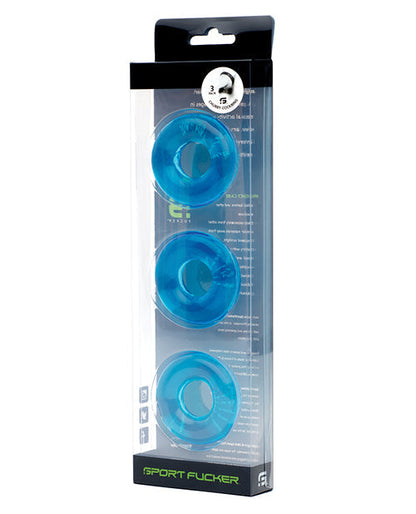 Sport Fucker Anneaux Péniens en Silicone Pack de 3 - Bleu Glacé