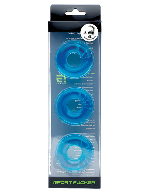 Sport Fucker Anneaux Péniens en Silicone Pack de 3 - Bleu Glacé