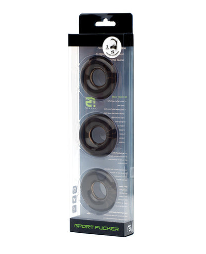Pack de 3 anneaux péniens Sport Fucker Chubby - Fumé