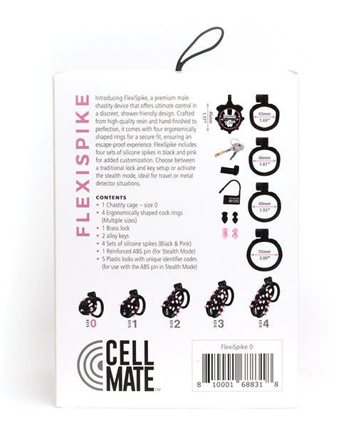 Cage de chasteté Sport Fucker Cellmate FlexiSpike - Taille 0 Noir/Rose