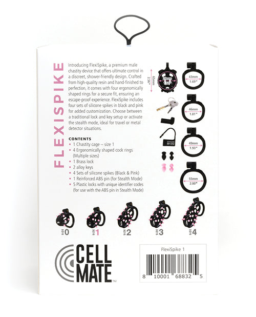 Cage de chasteté Sport Fucker Cellmate FlexiSpike – Taille 1 Noir/Rose