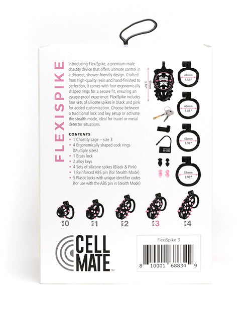 Ceinture de chasteté Sport Fucker Cellmate FlexiSpike – Taille 3 Noir/Rose