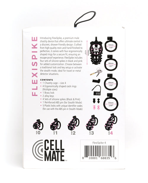 Ceinture de chasteté Sport Fucker Cellmate FlexiSpike – Taille 4 Noir/Rose