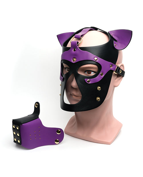 665 Capucha de cachorro bondage - T/U Negro/Morado