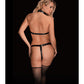Arnés para mujer con tirantes plateados y cadena Angela Ouch Shots - Negro
