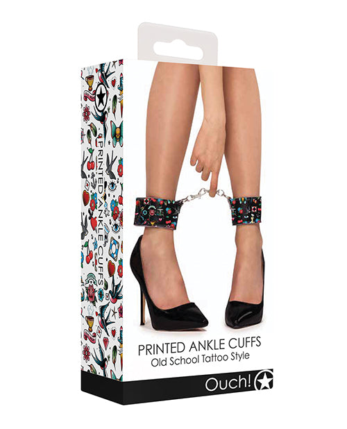 Gráficos Ouch Estilo Tatuaje Antiguo Puños de Tobillo Estampados - Negros