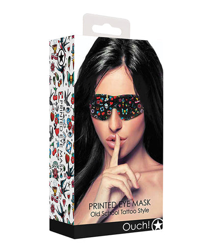 Antifaz estampado estilo tatuaje "old school" Shots Ouch - Negro