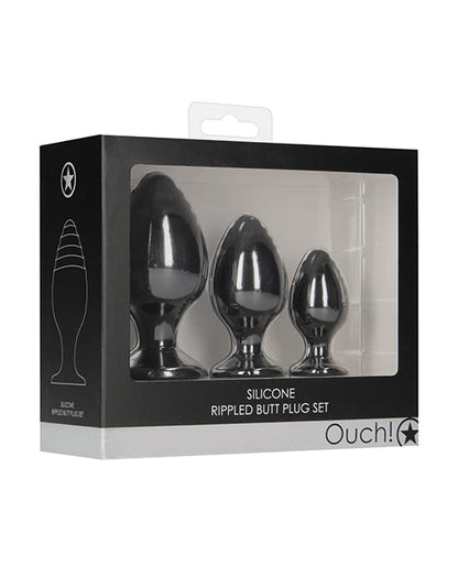 Ensemble de plugs anaux striés Shots Ouch - Noir