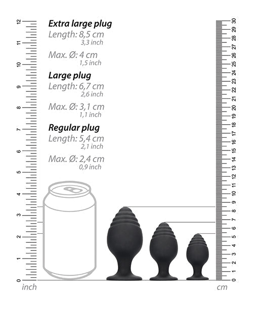 Ensemble de plugs anaux striés Shots Ouch - Noir