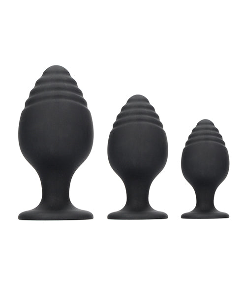 Ensemble de plugs anaux striés Shots Ouch - Noir