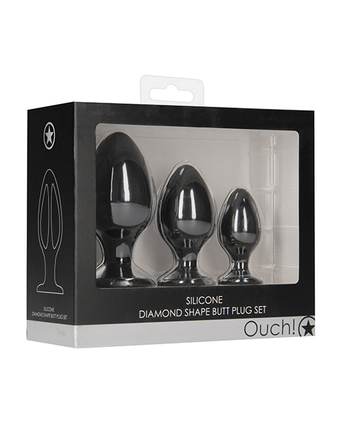 Lot de plugs anaux diamantés Shots Ouch - Noir