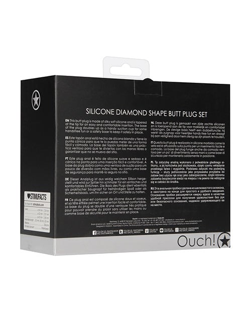 Lot de plugs anaux diamantés Shots Ouch - Noir