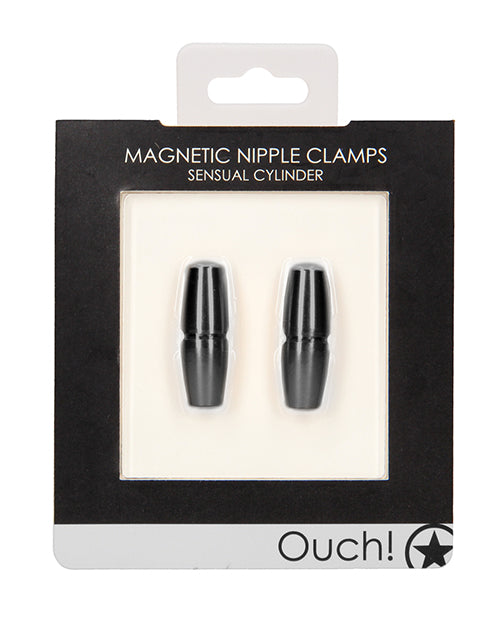 Disparos Ouch Cilindro Sensual Pinzas Magnéticas para Pezones - Negro