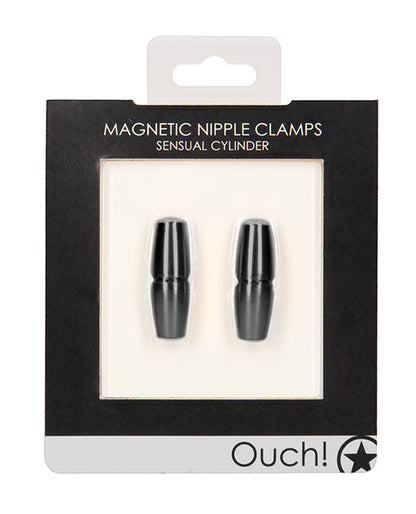 Disparos Ouch Cilindro Sensual Pinzas Magnéticas para Pezones - Negro