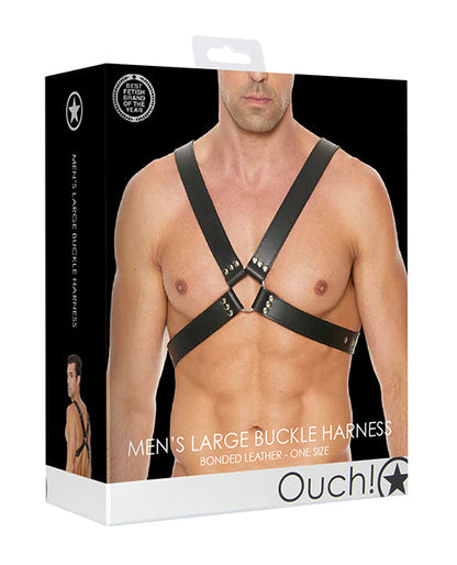 Arnés con hebillas Shots Ouch para hombre, talla grande, color negro