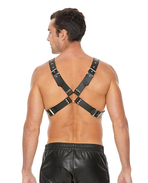 Arnés con hebillas Shots Ouch para hombre, talla grande, color negro