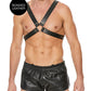 Arnés con hebillas Shots Ouch para hombre, talla grande, color negro
