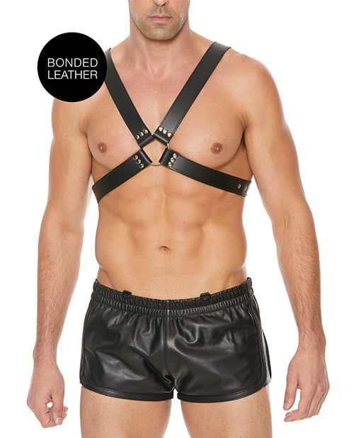 Arnés con hebillas Shots Ouch para hombre, talla grande, color negro