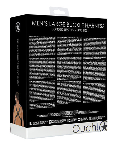 Arnés con hebillas Shots Ouch para hombre, talla grande, color negro