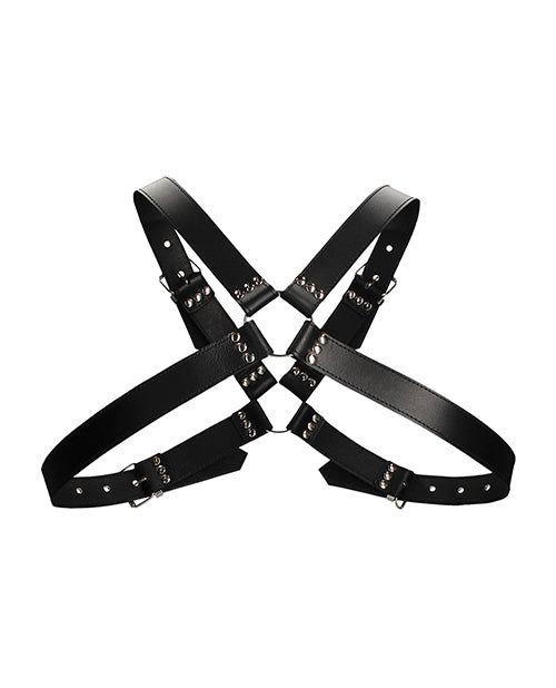 Arnés con hebillas Shots Ouch para hombre, talla grande, color negro