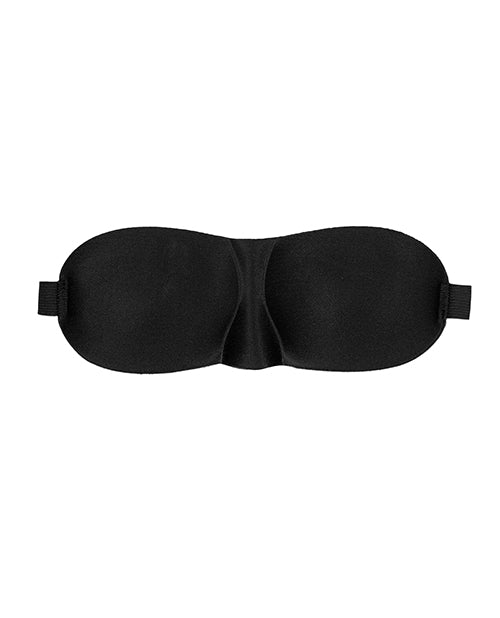 Venda de ojos curva Shots Ouch en satén blanco y negro con correas elásticas - Negro