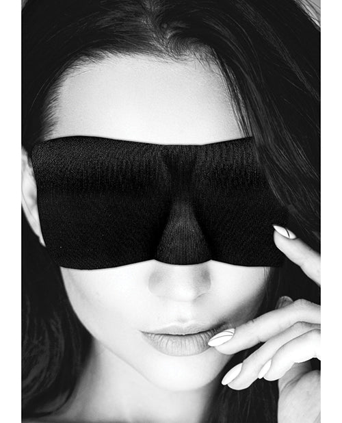 Venda de ojos curva Shots Ouch en satén blanco y negro con correas elásticas - Negro