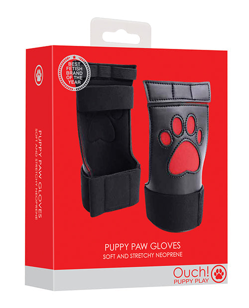 Guantes rojos con recortes de huellas de cachorro Shots Ouch