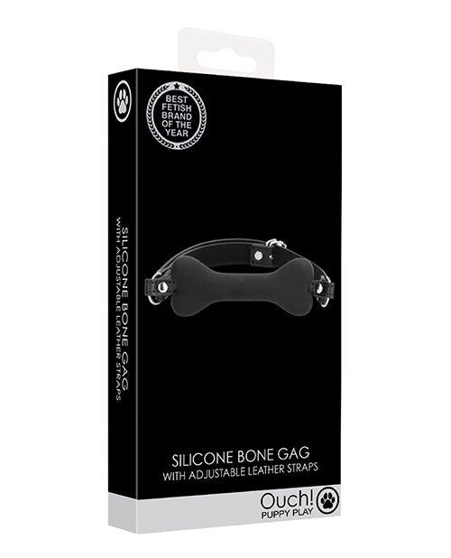 Bâillon en silicone en forme d'os pour jeux de chiot Shots Ouch - Noir