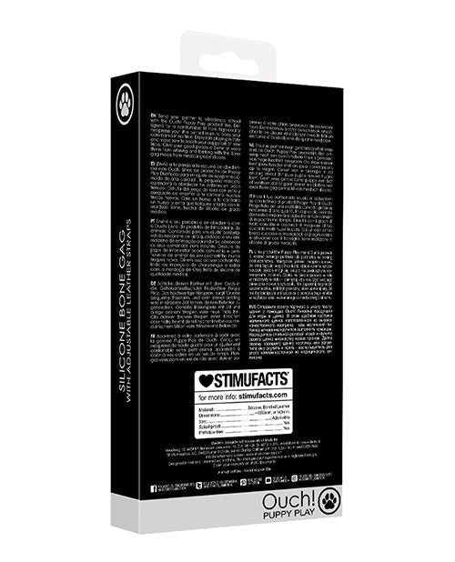Mordaza de silicona con forma de hueso para juegos de cachorros Shots Ouch - Negra