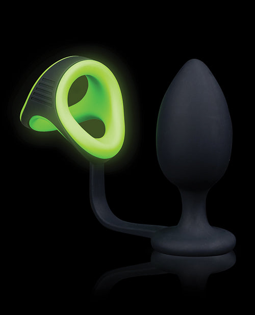 Shots Ouch Tapón Anal con Anillo para Pene y Sujetador de Bolas - Brilla en la Oscuridad