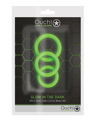 Shots Ouch Ensemble de 3 anneaux péniens phosphorescents