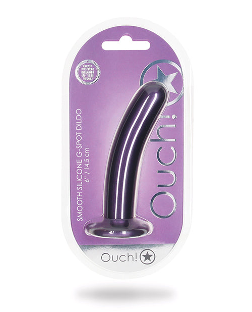 Shots Ouch 6" Gros gode | Gode réaliste lisse pour point G | Gode ventouse violet métallique