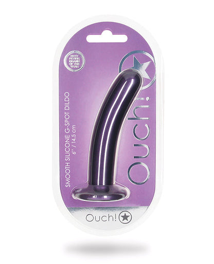 Shots Ouch 6" Gros gode | Gode réaliste lisse pour point G | Gode ventouse violet métallique