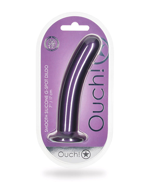 Shots Ouch 7" Gros Godemichet | Godemichet Réaliste Lisse Point G | Godemichet Ventouse Violet Métallique