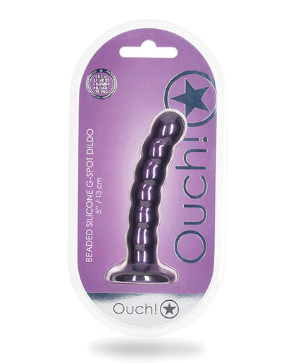 Shots Ouch gros gode de 5 po | Gode perlé réaliste point G | Gode ventouse violet métallique