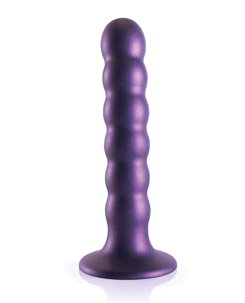 Shots Ouch gros gode de 5 po | Gode perlé réaliste point G | Gode ventouse violet métallique