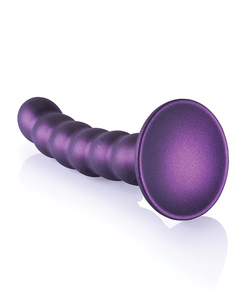Shots Ouch gros gode de 5 po | Gode perlé réaliste point G | Gode ventouse violet métallique