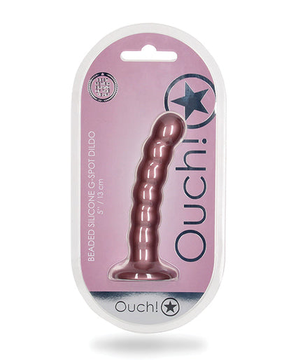 Godemiché Shots Ouch 12,7 cm grand modèle | Grand godemiché perlé pour point G | Godemiché ventouse or rose