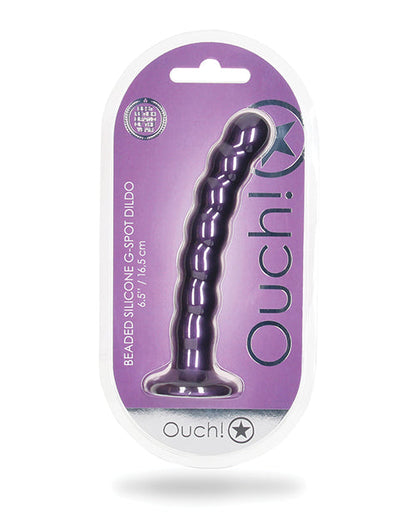 Shots Ouch gros gode de 16,5 cm | Gode réaliste texturé pour point G | Gode ventouse violet métallisé