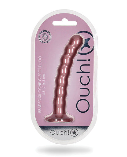 Vibrateur géant 6,5" Shots Ouch | Godemichet perlé pour point G | Godemichet ventouse or rose