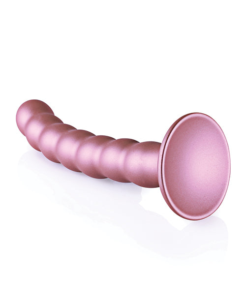 Vibrateur géant 6,5" Shots Ouch | Godemichet perlé pour point G | Godemichet ventouse or rose