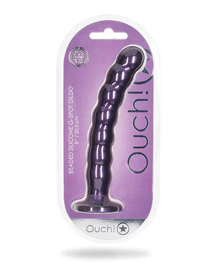 Godemiché de 20 cm Shots Ouch | Godemiché perlé pour point G | Godemiché ventouse violet métallisé