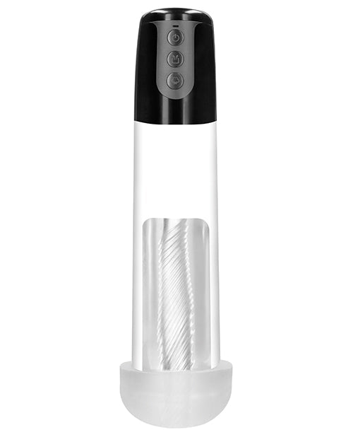Gode automatique de masturbation Shots Pumped Cyber Pump avec anneau pénien en silicone gratuit - Transparent