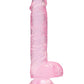 Shots RealRock Dildo Réaliste | Grand Godemichet Transparent de 15 cm avec Testicules | Godemichet Rose | Godemichet à Ventouse