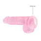 Shots RealRock Dildo Réaliste | Grand Godemichet Transparent de 15 cm avec Testicules | Godemichet Rose | Godemichet à Ventouse