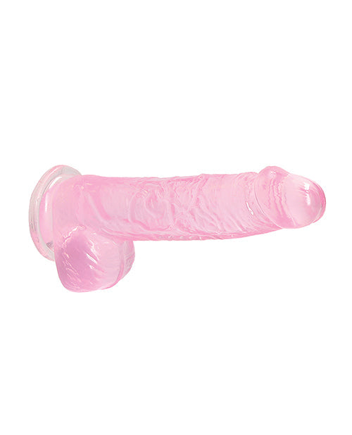 Shots RealRock Dildo Réaliste | Grand Godemichet Transparent de 15 cm avec Testicules | Godemichet Rose | Godemichet à Ventouse