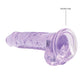 Shots RealRock Dildo Réaliste | Gros Godemichet Transparent de 18 cm avec Testicules | Godemichet Ventouse Violet