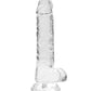 Shots RealRock Dildo Réaliste | Gros Godemichet Transparent de 7 pouces avec Testicules | Godemichet à Ventouse