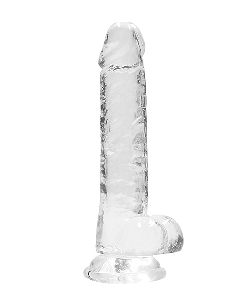 Shots RealRock Dildo Réaliste | Gros Godemichet Transparent de 7 pouces avec Testicules | Godemichet à Ventouse