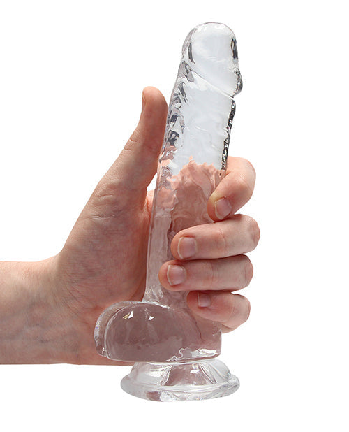 Shots RealRock Dildo Réaliste | Gros Godemichet Transparent de 7 pouces avec Testicules | Godemichet à Ventouse